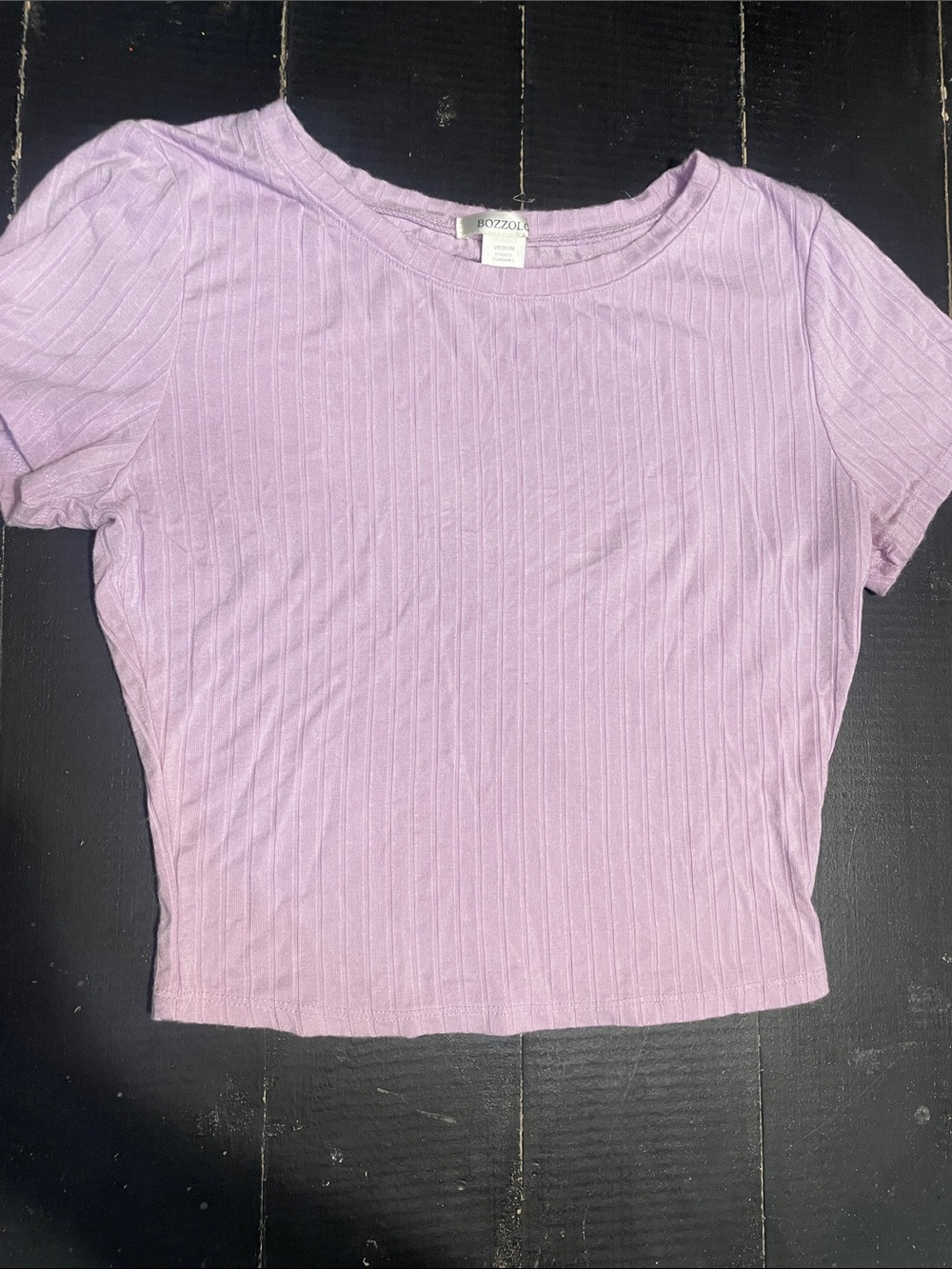 Bozzolo Lavender Ribbed Crop Tee